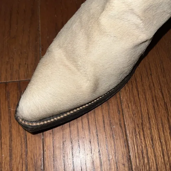 Vintage Tan Calf-Hair Western Women's Boots from Mexico