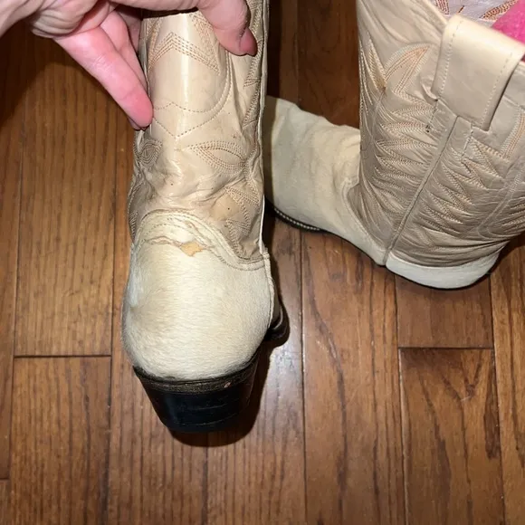 Vintage Tan Calf-Hair Western Women's Boots from Mexico