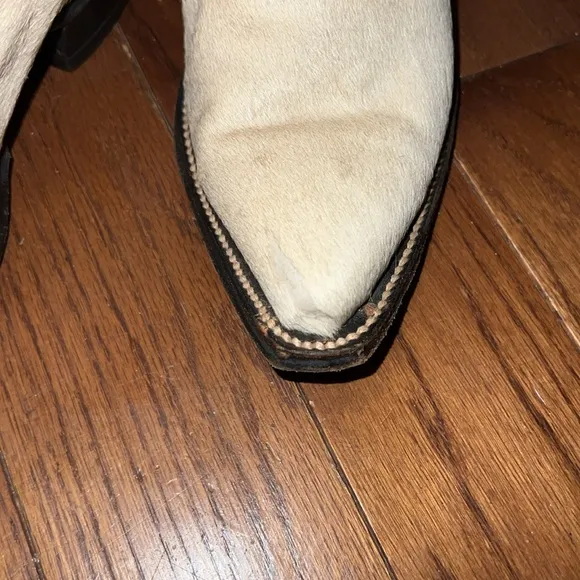 Vintage Tan Calf-Hair Western Women's Boots from Mexico