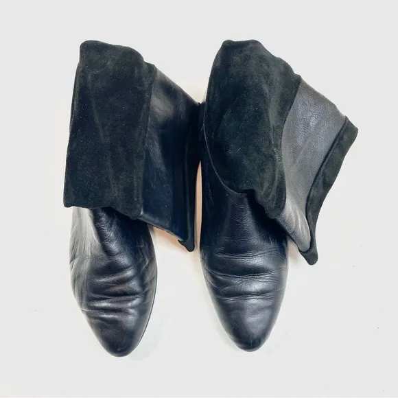 Vintage Tarantino’s Black Leather &amp; Suede Round Toe Boots