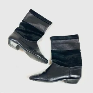 Vintage Tarantino’s Black Leather &amp; Suede Round Toe Boots