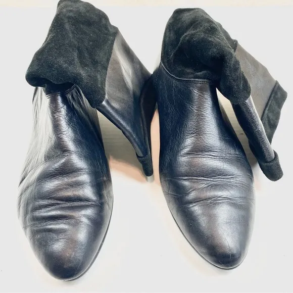 Vintage Tarantino’s Black Leather &amp; Suede Round Toe Boots