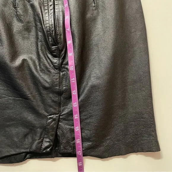 Vintage Tip Top of California Black Leather Mini Skirt
