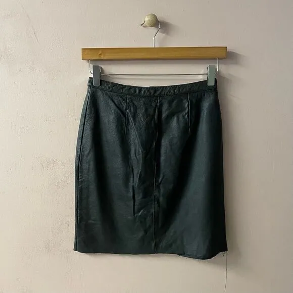 Vintage Tip Top of California Black Leather Mini Skirt