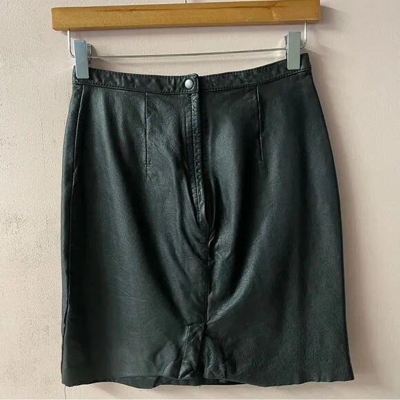 Vintage Tip Top of California Black Leather Mini Skirt
