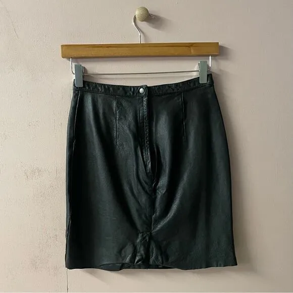 Vintage Tip Top of California Black Leather Mini Skirt