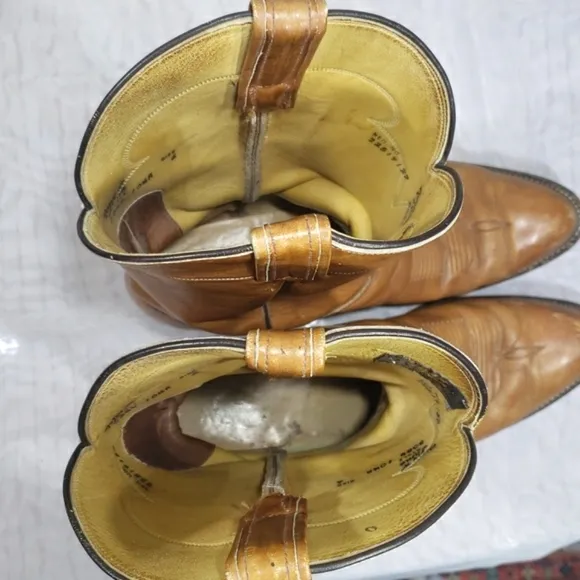 Vintage Tony Lama 5084 Cognac Men’s Brown Leather Cowboy Western Boots Size 6