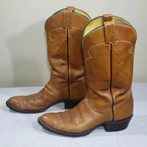 Vintage Tony Lama 5084 Cognac Men’s Brown Leather Cowboy Western Boots Size 6