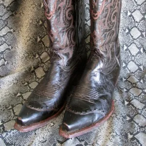 Vintage Tony Lama Dark Chocolate Leather Cowboy Boots size 8 1/2 B