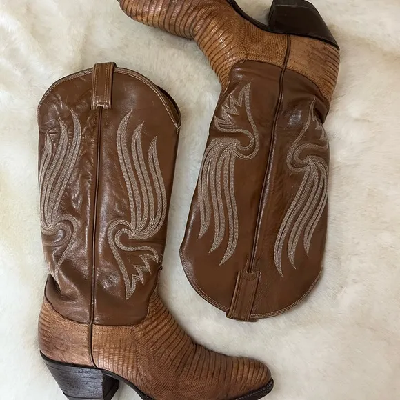 Vintage Tony Lama Gold Label Lizard Boots