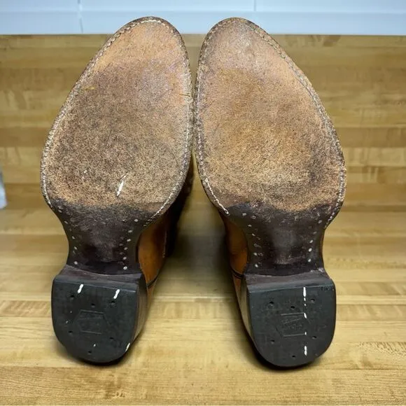 Vintage Tony Lama Leather Cowboy Boots Style 5084 Size 9D Men's Brown Western