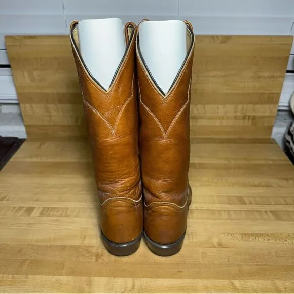 Vintage Tony Lama Leather Cowboy Boots Style 5084 Size 9D Men's Brown Western