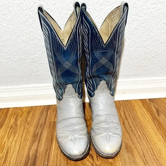 Vintage Tony Lama Mens Sz 8 1722 Black Label Leather Cowboy Western Boots