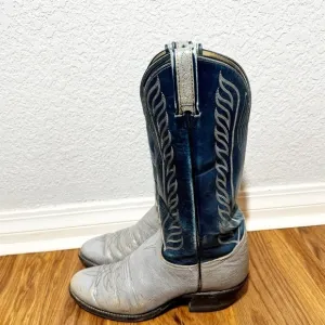 Vintage Tony Lama Mens Sz 8 1722 Black Label Leather Cowboy Western Boots