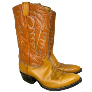 Vintage Tony Lama Western Brown Genuine Leather Boots 6060 Womens Size 7 D