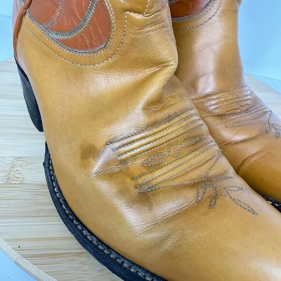 Vintage Tony Lama Western Brown Genuine Leather Boots 6060 Womens Size 7 D