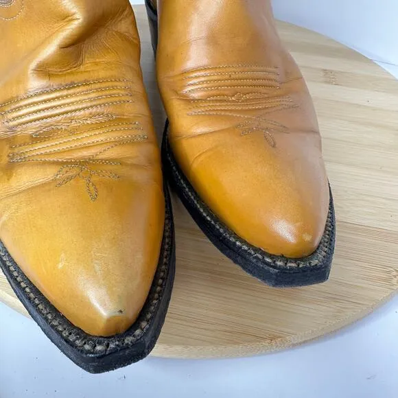 Vintage Tony Lama Western Brown Genuine Leather Boots 6060 Womens Size 7 D