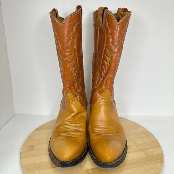 Vintage Tony Lama Western Brown Genuine Leather Boots 6060 Womens Size 7 D