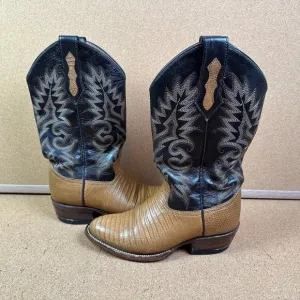 Vintage Tony Lama Western Cowboy Boots Boys Size 5 C Brown Two Tone