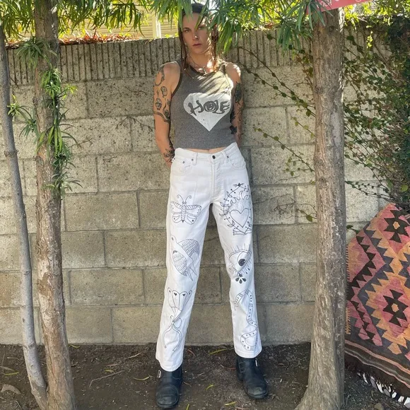Vintage Upcycled handmade artwork jeans