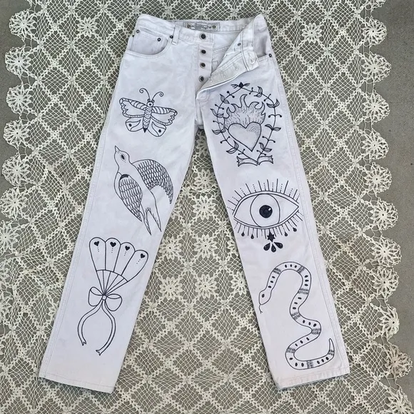 Vintage Upcycled handmade artwork jeans
