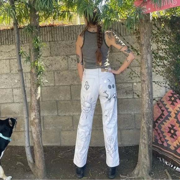 Vintage Upcycled handmade artwork jeans