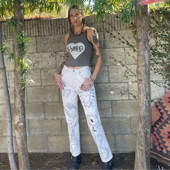 Vintage Upcycled handmade artwork jeans