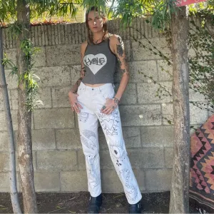 Vintage Upcycled handmade artwork jeans