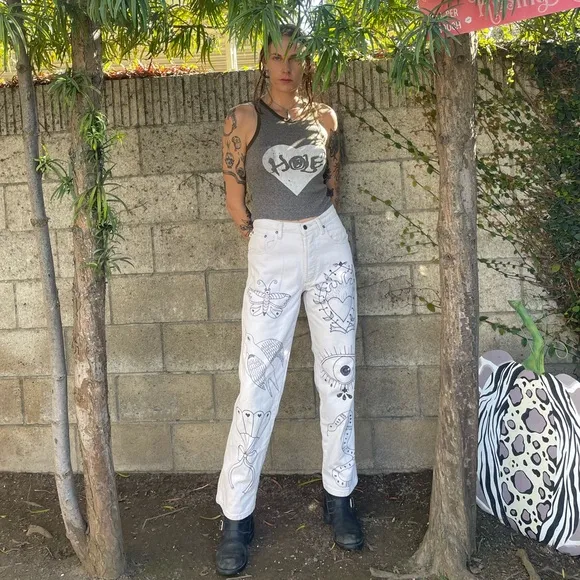 Vintage Upcycled handmade artwork jeans