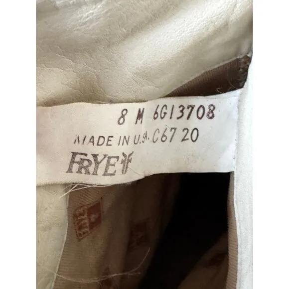 Vintage USA Frye slouchy ruched cream with brown heeled boots C6720  size 8