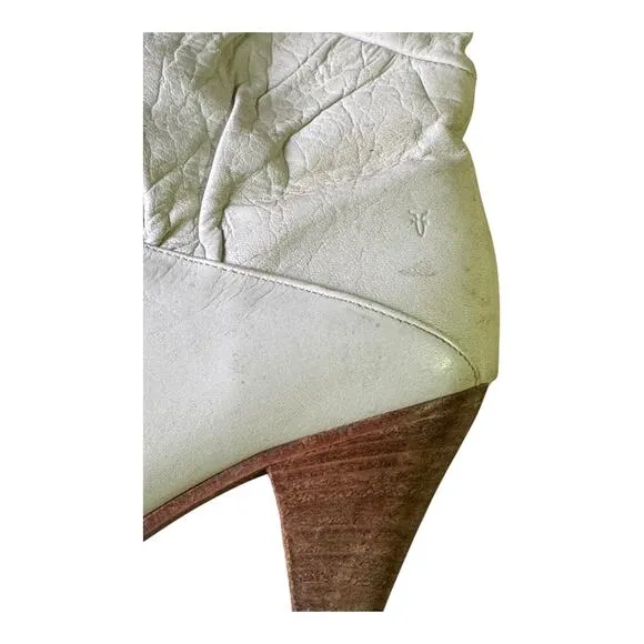 Vintage USA Frye slouchy ruched cream with brown heeled boots C6720  size 8