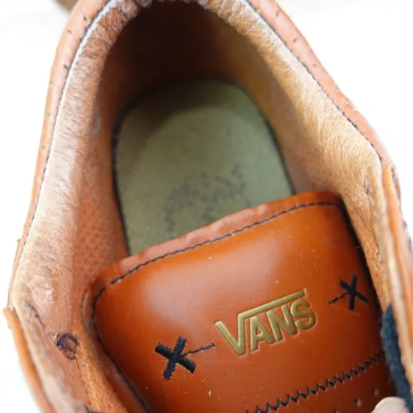 Vintage VANS Greco Escobar Shoes Mens 10 Cognac Leather Skater Street 90s RARE