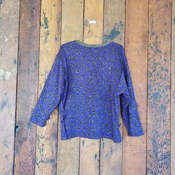 Vintage Vermillion 1960/1970's Purple Animal Print Sweater/Skirt Set