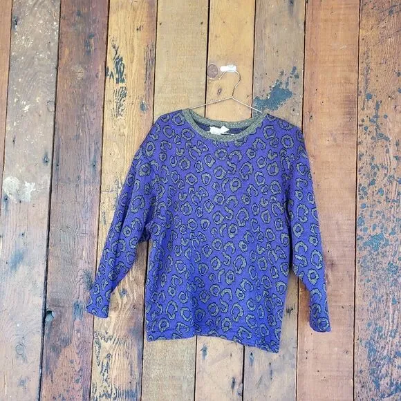 Vintage Vermillion 1960/1970's Purple Animal Print Sweater/Skirt Set
