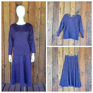 Vintage Vermillion 1960/1970's Purple Animal Print Sweater/Skirt Set