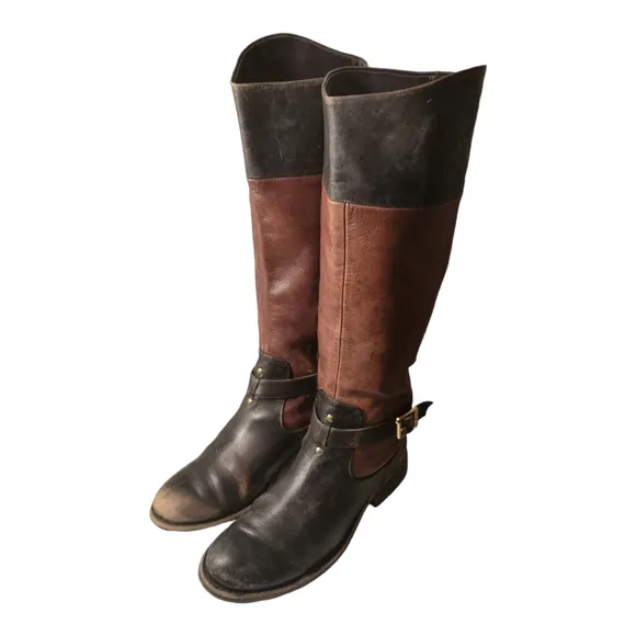 Vintage Vince Camuto Tall Genuine Leather Boots/ Size 8 B Zipper Knee High Boots