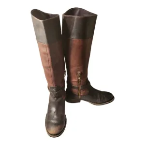 Vintage Vince Camuto Tall Genuine Leather Boots/ Size 8 B Zipper Knee High Boots