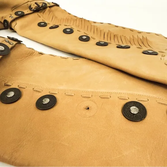 Vintage Western Fringe Medallion Knee-High Genuine Leather Boots | Size 8.5