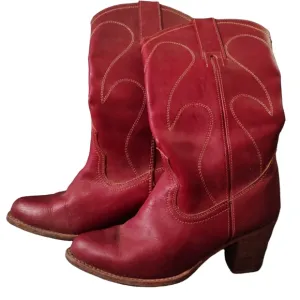Vintage Women's Burgundy/Wine Color Heeled Cowgirl Western Boots Size 6.5