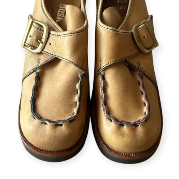 Vintage Womens Buskens Leather Monk Strap Shoes, Size 8 1/2 M, Deadstock