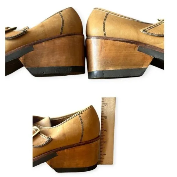 Vintage Womens Buskens Leather Monk Strap Shoes, Size 8 1/2 M, Deadstock