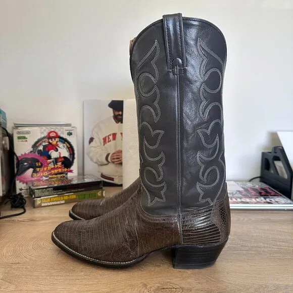 Vintage Wrangler Teju Lizard Western Cowboy Boots Size 11D
