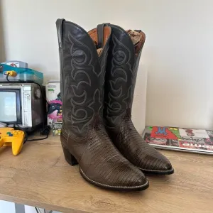 Vintage Wrangler Teju Lizard Western Cowboy Boots Size 11D