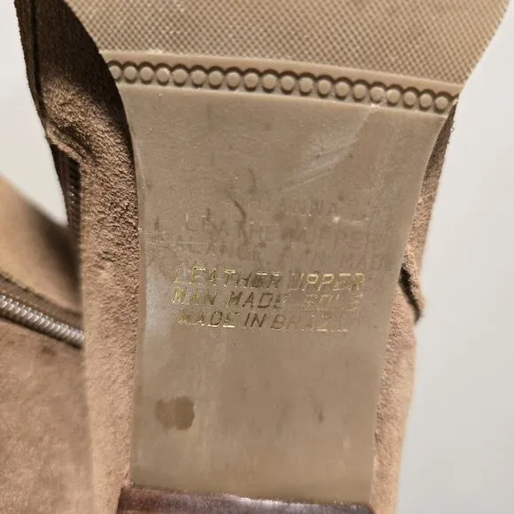 Vintage Y2K 90s 8.5 Suede Leather Square Toe Stitched Boot Minimalist Boho