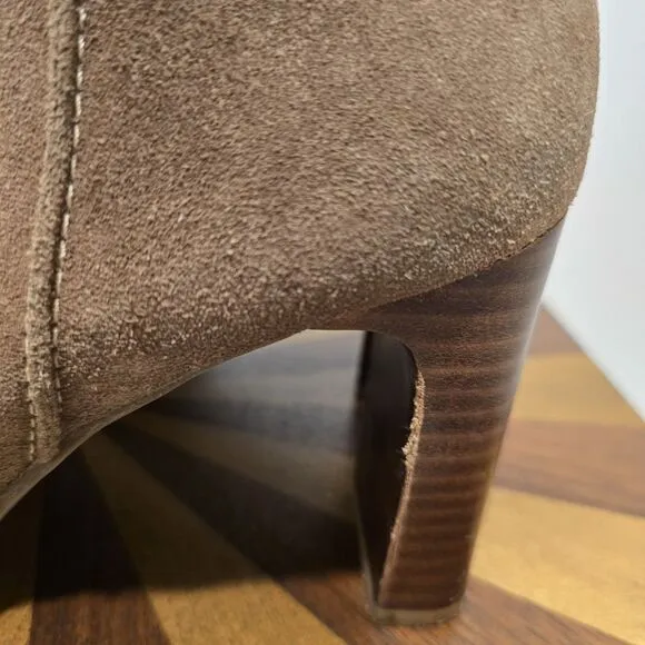 Vintage Y2K 90s 8.5 Suede Leather Square Toe Stitched Boot Minimalist Boho