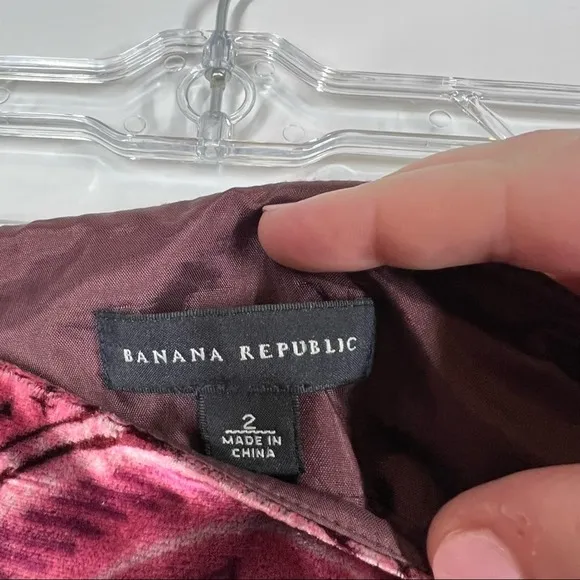 VINTAGE Y2K Banana Republic Paisley Velvet Fluted Flutter Hem Pink Red Burnout 2