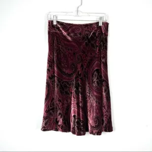 VINTAGE Y2K Banana Republic Paisley Velvet Fluted Flutter Hem Pink Red Burnout 2