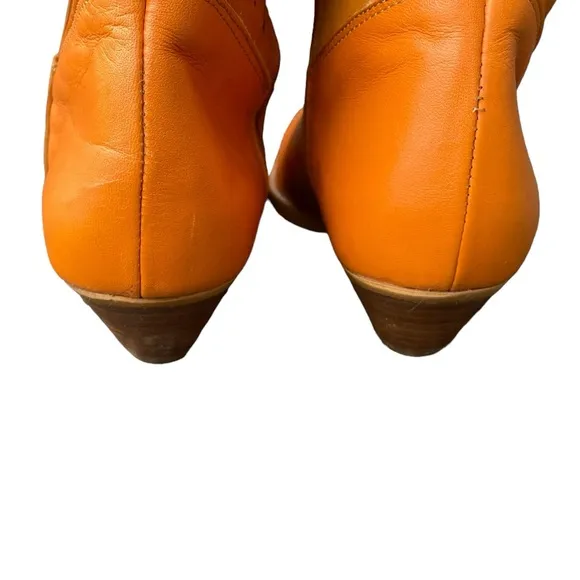 Vintage Y2K Cowgirl Boots BLT Santa Barbara Leather NWT Orange Pointed Toe