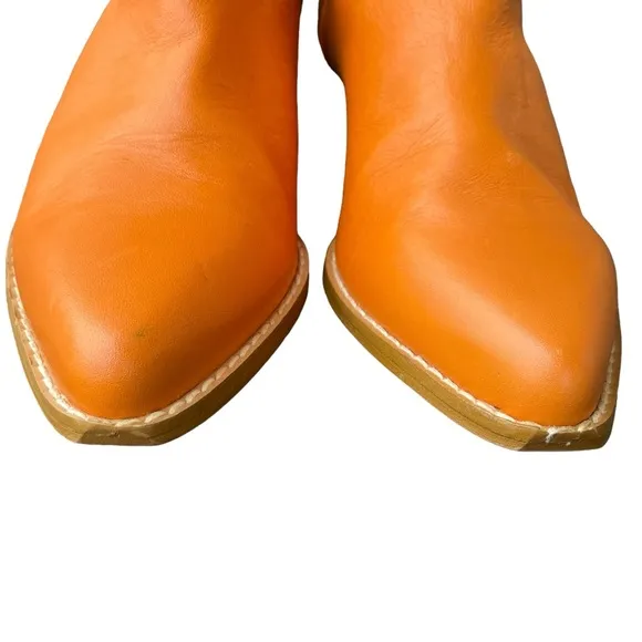 Vintage Y2K Cowgirl Boots BLT Santa Barbara Leather NWT Orange Pointed Toe