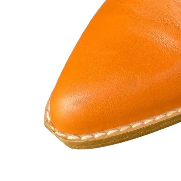 Vintage Y2K Cowgirl Boots BLT Santa Barbara Leather NWT Orange Pointed Toe